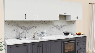 Кухня на заказ Белый теплый - Роялвуд графит